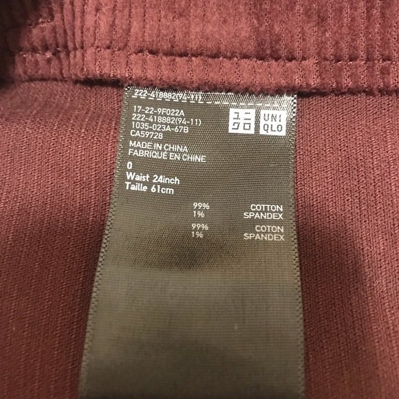 Uniqlo Corduroy mini skirt size 0 / 24 inches wine - Picture 9 of 9